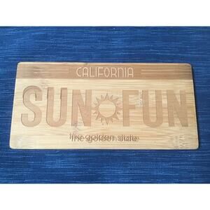 Bamboo Wood California Sun Fun License Plate Sign Charcuterie Board Error 715